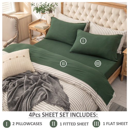 Eider & Ivory™ Fordbridge 100 Jersey Cotton Sheet 4 Pieces Set Super Soft Tshirt Cotton Wayfair